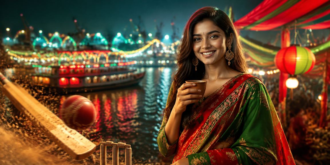 নারায়ণগঞ্জে লাল-সবুজ পোশাকে ক্রিকেট বেটিং উপভোগ করছেন একজন খেলোয়াড়